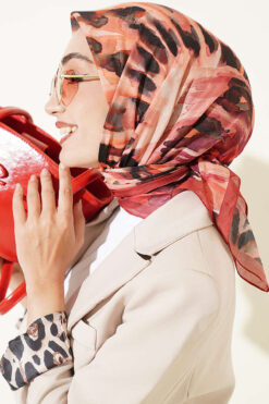 Alternative view of Brushed Pattern Soft Scarf Red