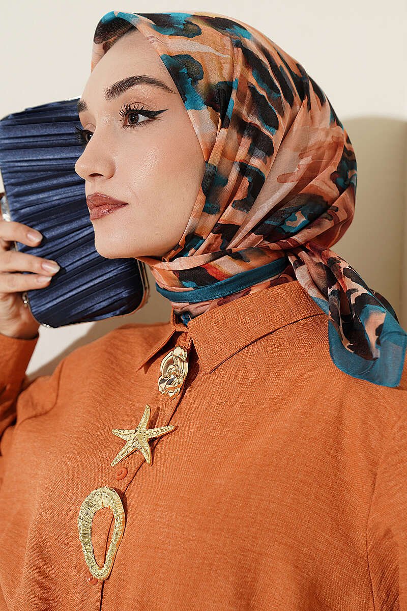 Brushed Pattern Soft Scarf Petrol - Afbeelding 2
