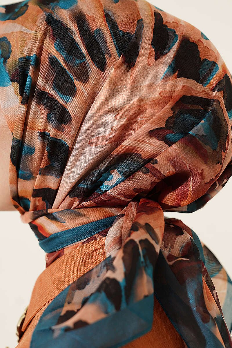 Brushed Pattern Soft Scarf Petrol - Afbeelding 4