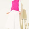 Ruffled Detail Button-Up Knit Vest Fuchsia – Bild 2