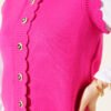 Ruffled Detail Button-Up Knit Vest Fuchsia – Bild 4