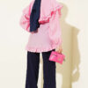 Ruffled Sailor Collar Tie Belt Shirt Pink – Bild 3