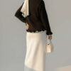 Ruffled Pearl Button Knit Cardigan Black – Bild 3