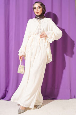 Alternative view of Ruffled Tie Strap Chiffon Two-Piece Set Beige
