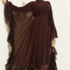 Ruffled Belted Chiffon Dress Brown – Image 2
