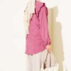 Ruffled Stone Buttoned Cuff Elastic Hem Shirt Rose Dust - Image 2