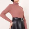 Ribbed Turtleneck Knit Sweater Rose Dust