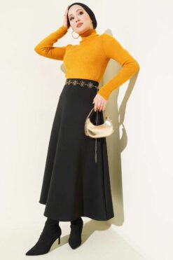 Alternative view of Ribbed Turtleneck Knit Sweater Mustard