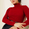 Ribbed Turtleneck Knit Sweater Red - Imagen 2