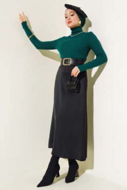 Alternative view of Ribbed Turtleneck Knit Sweater Oil Green