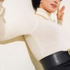 Ribbed Turtleneck Knit Sweater Stone