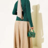Ribbed Button-Up Knit Cardigan Oil Green – Image 3