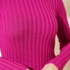 Ribbed Stretch Knit Sweater Magenta - Image 4