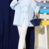 Buttoned Kimono with Bow Detail Blue - Afbeelding 2