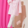 ⁦Buttoned Kimono with Bow Detail Pink⁩ - الصورة ⁦2⁩