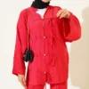 Bow Detail Kimono Set Red - Imagen 2