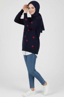 Alternative view of Bow Embellished Knit Sweater Navy Blue