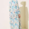 ⁦Buttoned Floral Print Dress Blue⁩ - الصورة ⁦3⁩