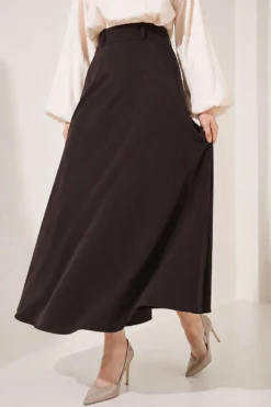 Pocketed Skirt with Scarf Detail Brown