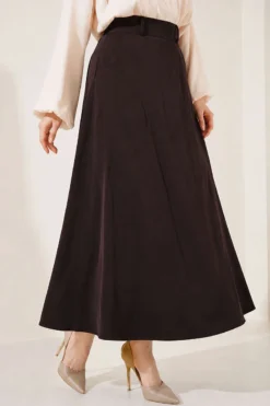 Alternatieve weergave van Pocketed Skirt with Scarf Detail Brown