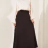 Pocketed Skirt with Scarf Detail Brown - immagine 3