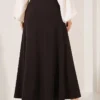 Pocketed Skirt with Scarf Detail Brown - immagine 4