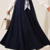 Pocketed Skirt with Scarf Detail Navy Blue