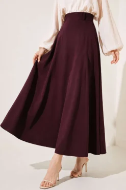 Pocketed Skirt with Scarf Detail Plum