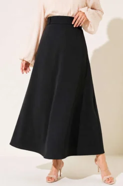 Pocketed Skirt with Scarf Detail Black