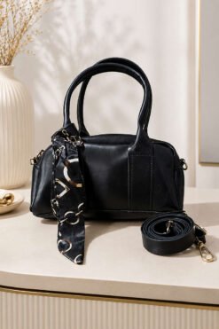 Women's Handbag with Scarf Detail Black