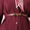 Skirt Set with Scarf and Belt Burgundy - immagine 4