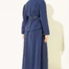 Skirt Set with Scarf and Belt Navy Blue - Image 3