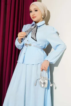 Alternative view of Skirt Set with Scarf and Belt Blue