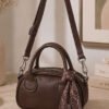 Rectangular Mini Bag with Scarf Dark Brown