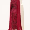 Dress with Sequin and Rose Accessory Burgundy - Image 3