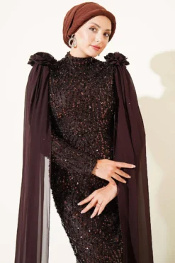 منظر بديل لـ Dress with Sequin and Rose Accessory Brown