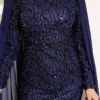 Dress with Sequin and Rose Accessory Navy Blue - Image 4