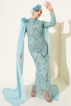 Dress with Sequin and Rose Accessory Mint