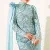 ⁦Dress with Sequin and Rose Accessory Mint⁩ - الصورة ⁦2⁩