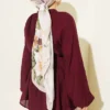 Rose Brooch Detailed Waist-Tie Tunic Burgundy – Bild 3