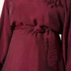 Rose Brooch Detailed Waist-Tie Tunic Burgundy – Bild 4