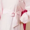 Rose Brooch Detailed Waist-Tie Tunic Pink - Image 4