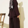 Rose Brooch Detailed Waist-Tie Tunic Dark Brown - immagine 3