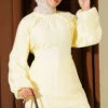 Rose Brooch Detailed Waist-Tie Tunic Yellow - Image 2