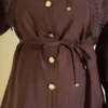 Lace Detail Ankle-Banded Shirt Brown - Image 4