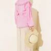 Lace Detail Ankle-Banded Shirt Pink - Image 3