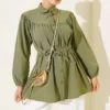 Gathered Chest Shirt Khaki