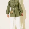 ⁦Gathered Chest Shirt Khaki⁩ - الصورة ⁦2⁩
