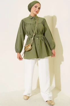 Alternatieve weergave van Gathered Chest Shirt Khaki