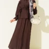 Belted Two-Piece Set with Gathered Bust Brown